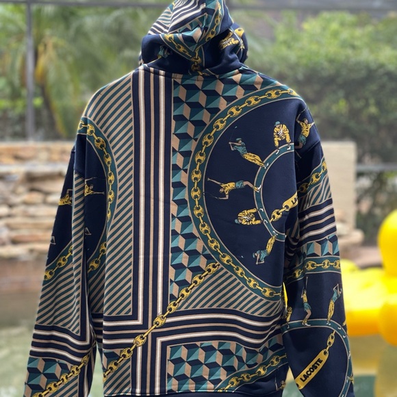 LACOSTE LIVE SCARF PRINTED HOODED COTTON UNISEX SWEATSHIRT [SH4388] - Picture 7 of 8